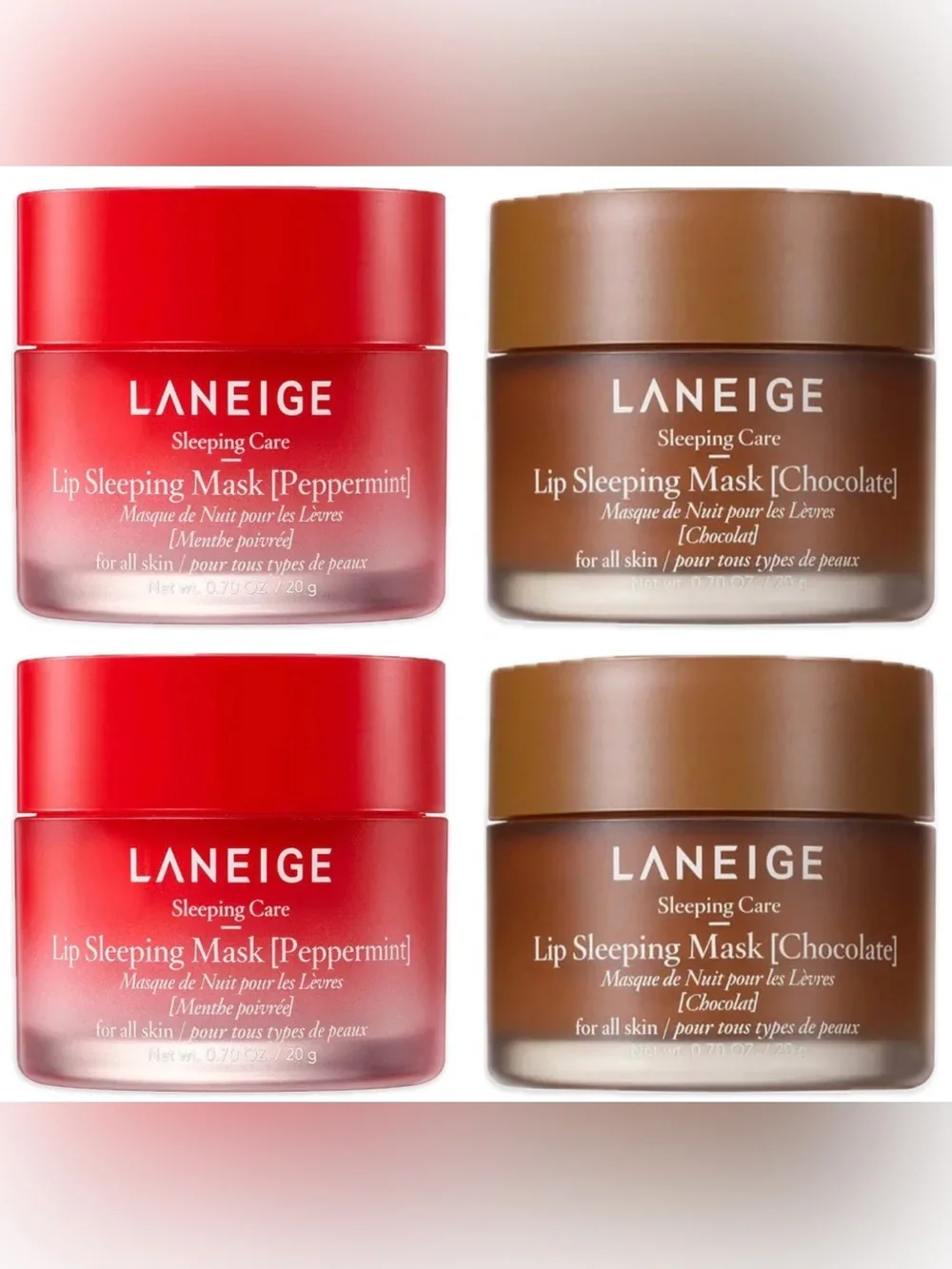 LANEIGE Lip Sleeping Mask Chocolate X2 Peppermint X2 New